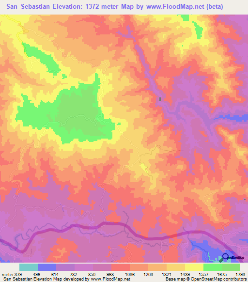 San Sebastian,Honduras Elevation Map