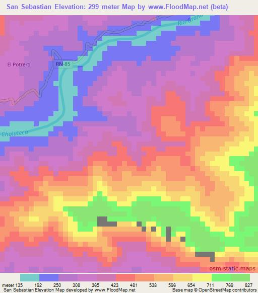 San Sebastian,Honduras Elevation Map