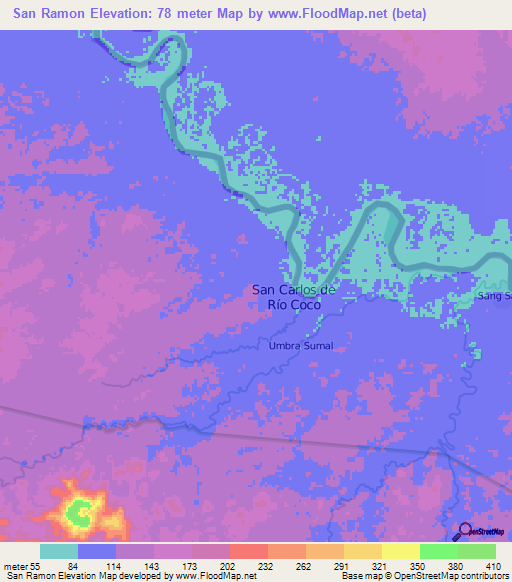 San Ramon,Honduras Elevation Map