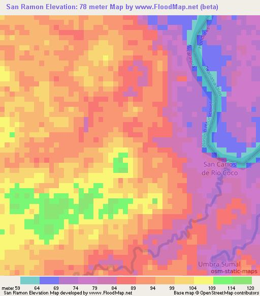 San Ramon,Honduras Elevation Map