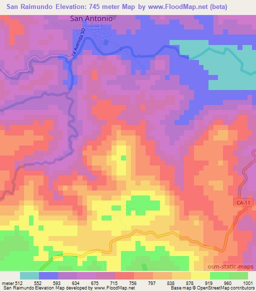 San Raimundo,Honduras Elevation Map