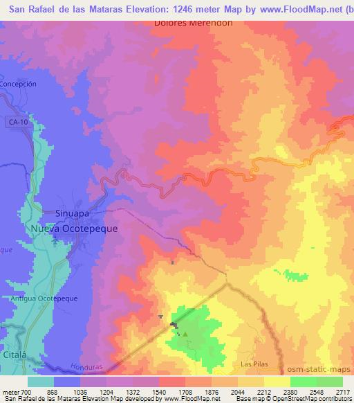 San Rafael de las Mataras,Honduras Elevation Map