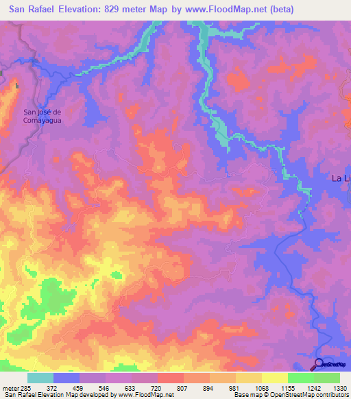 San Rafael,Honduras Elevation Map