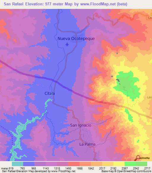San Rafael,Honduras Elevation Map