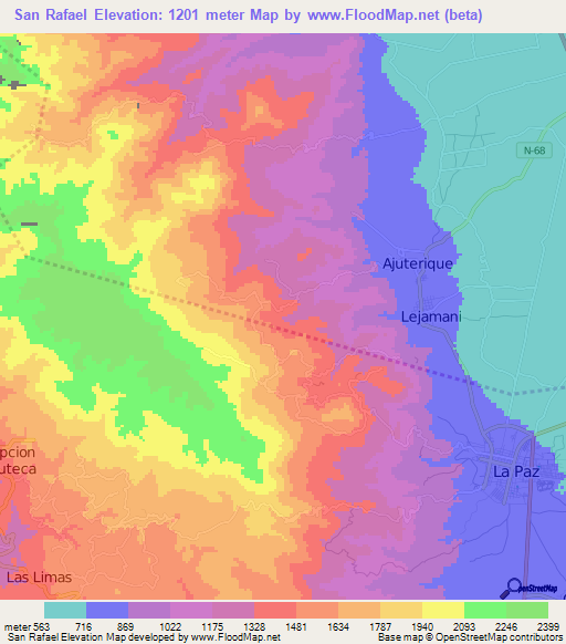 San Rafael,Honduras Elevation Map