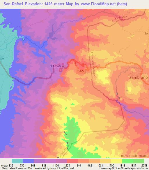 San Rafael,Honduras Elevation Map