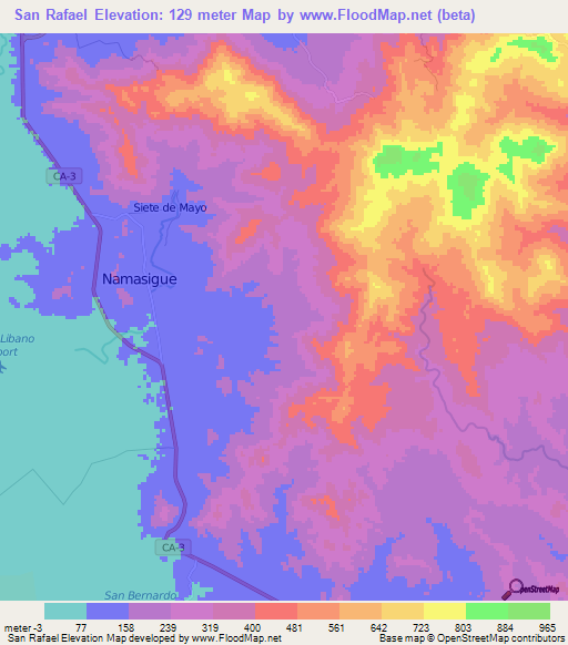 San Rafael,Honduras Elevation Map