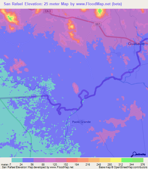 San Rafael,Honduras Elevation Map