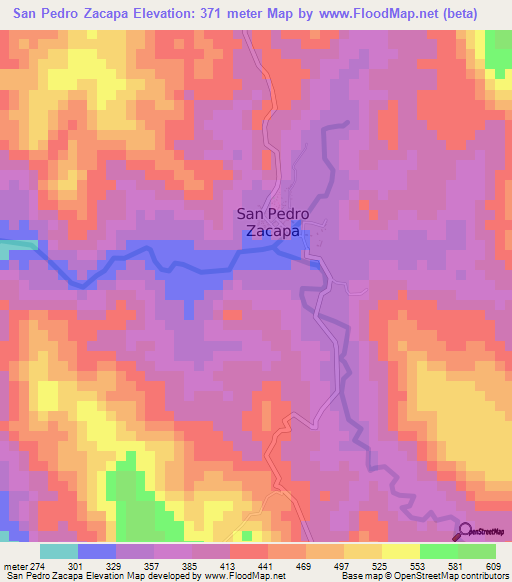 San Pedro Zacapa,Honduras Elevation Map