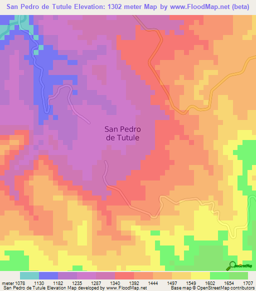 San Pedro de Tutule,Honduras Elevation Map