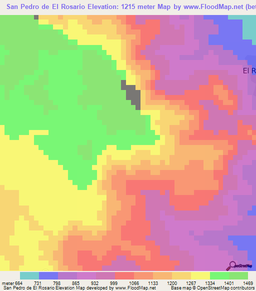 San Pedro de El Rosario,Honduras Elevation Map