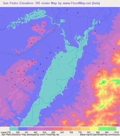 San Pedro,Honduras Elevation Map