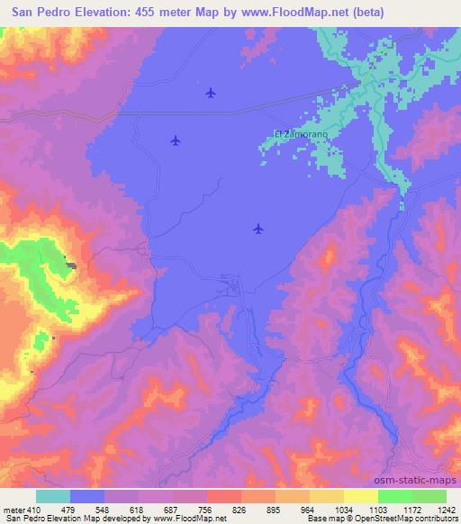 San Pedro,Honduras Elevation Map