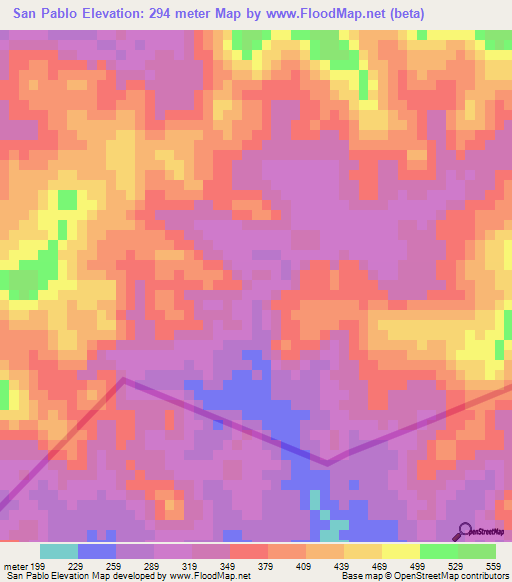 San Pablo,Honduras Elevation Map