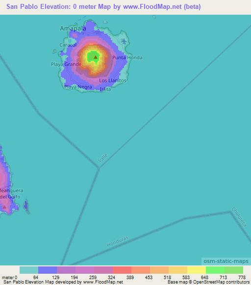 San Pablo,Honduras Elevation Map