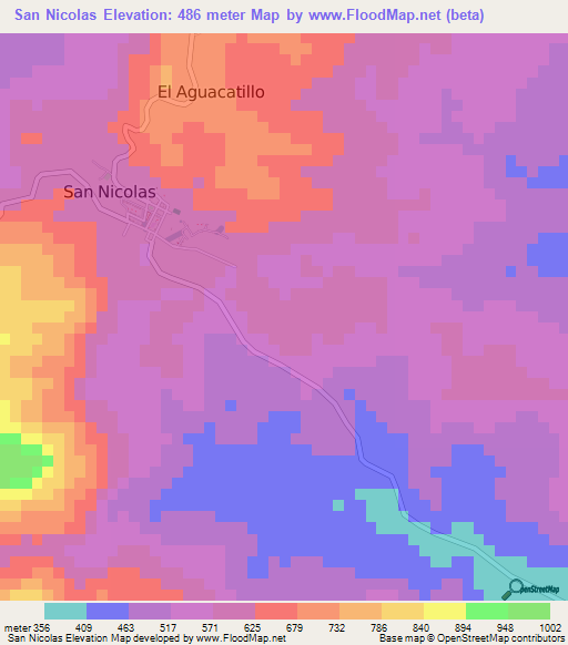 San Nicolas,Honduras Elevation Map