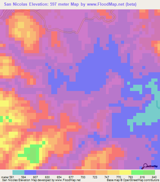 San Nicolas,Honduras Elevation Map