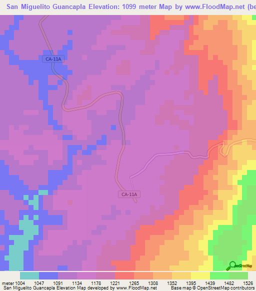 San Miguelito Guancapla,Honduras Elevation Map