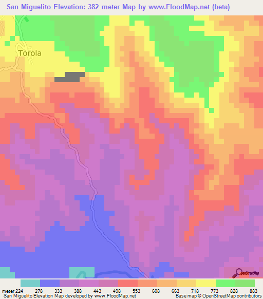 San Miguelito,Honduras Elevation Map