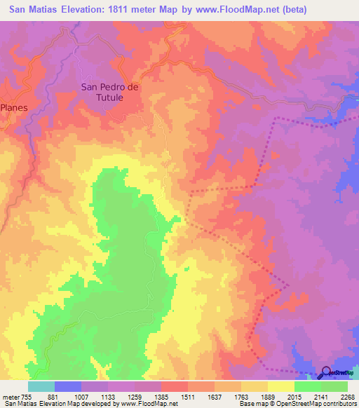 San Matias,Honduras Elevation Map