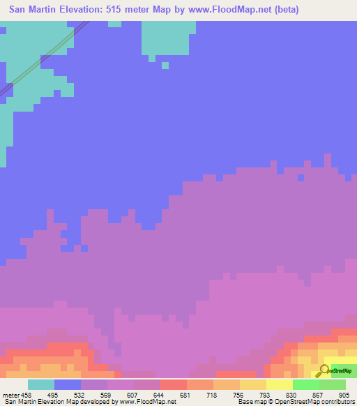 San Martin,Honduras Elevation Map