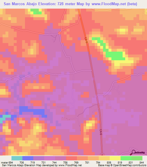 San Marcos Abajo,Honduras Elevation Map