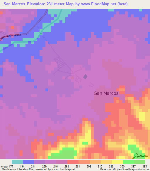 San Marcos,Honduras Elevation Map