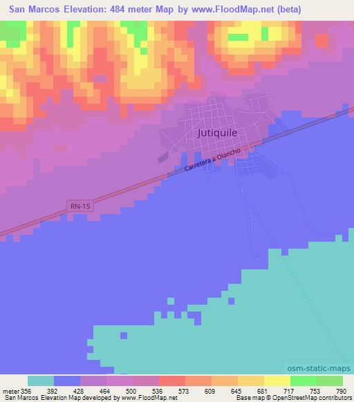 San Marcos,Honduras Elevation Map