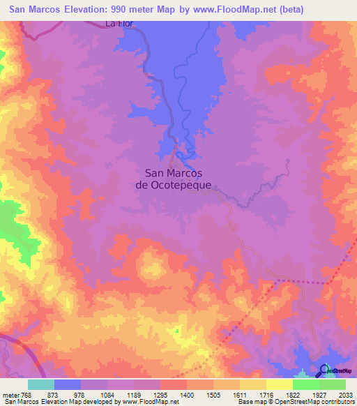San Marcos,Honduras Elevation Map