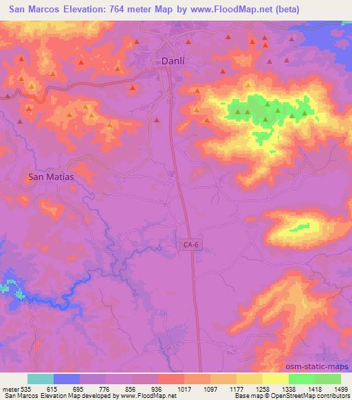 San Marcos,Honduras Elevation Map