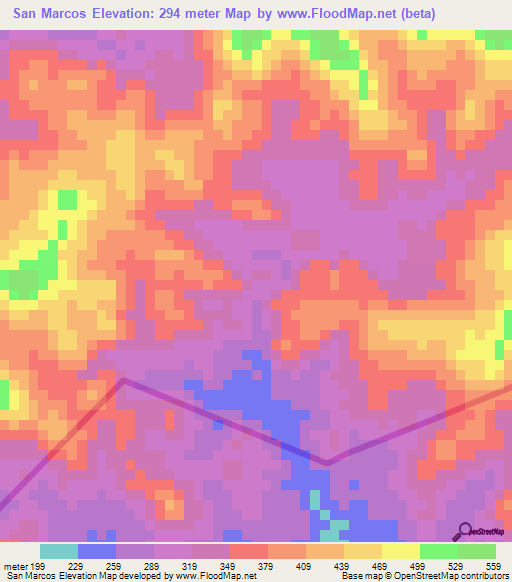 San Marcos,Honduras Elevation Map
