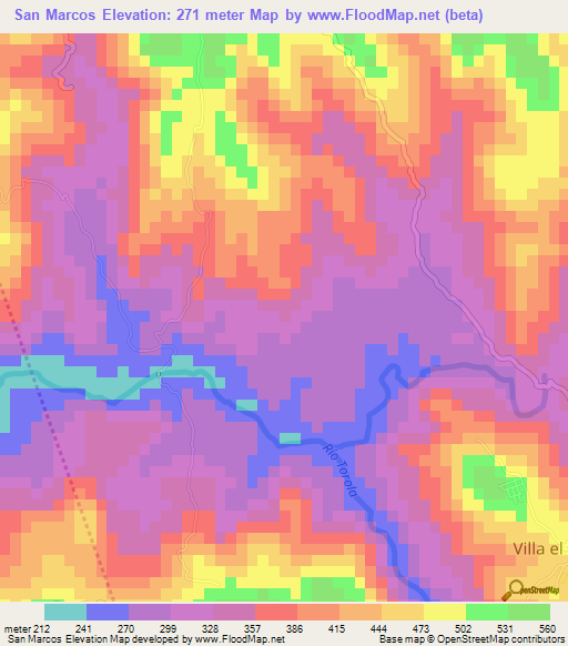 San Marcos,Honduras Elevation Map