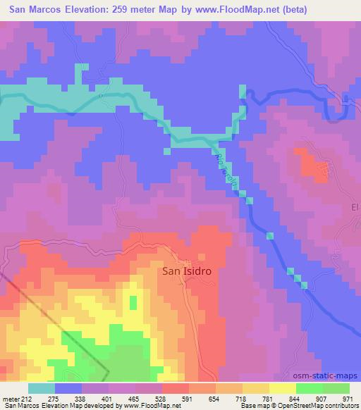 San Marcos,Honduras Elevation Map