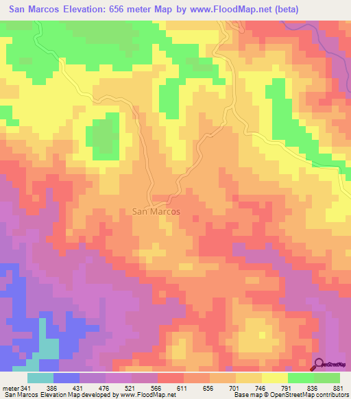 San Marcos,Honduras Elevation Map