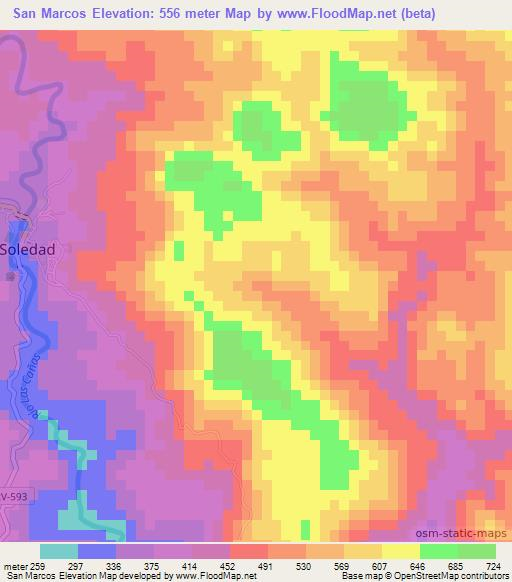 San Marcos,Honduras Elevation Map