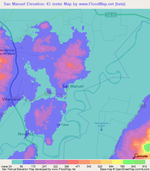 San Manuel,Honduras Elevation Map