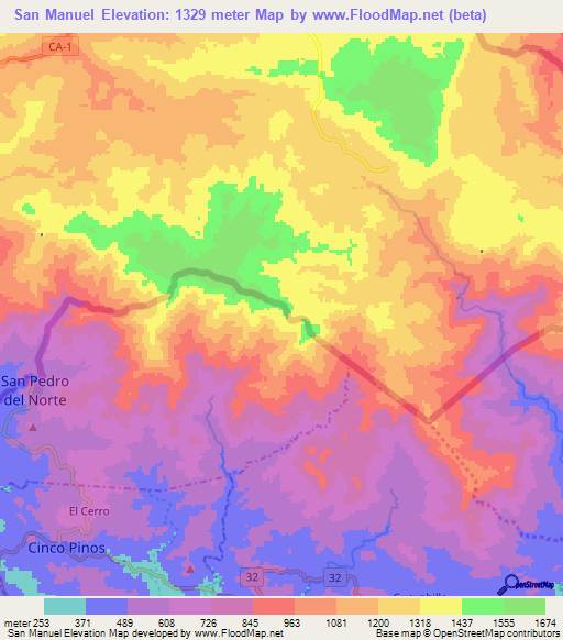 San Manuel,Honduras Elevation Map