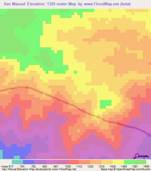 San Manuel,Honduras Elevation Map