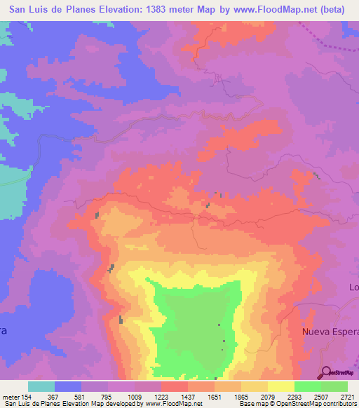 San Luis de Planes,Honduras Elevation Map