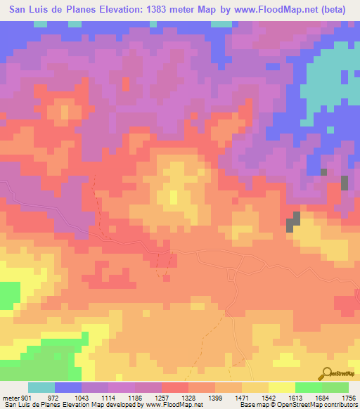 San Luis de Planes,Honduras Elevation Map