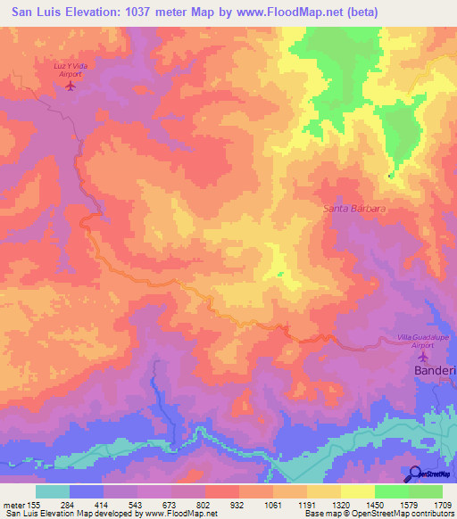 San Luis,Honduras Elevation Map