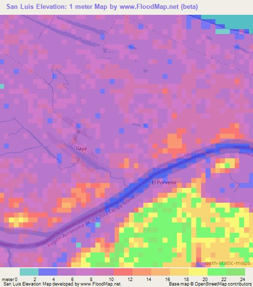 San Luis,Honduras Elevation Map