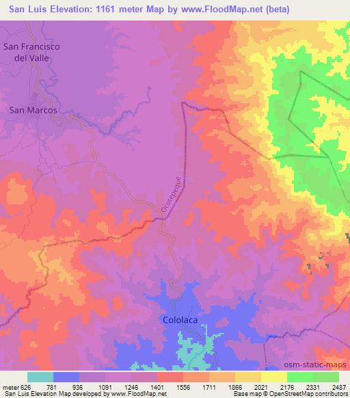 San Luis,Honduras Elevation Map