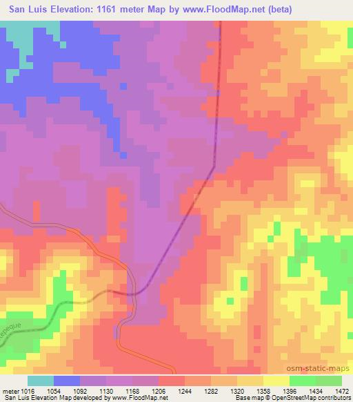 San Luis,Honduras Elevation Map