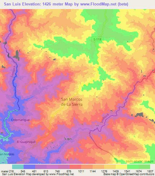 San Luis,Honduras Elevation Map