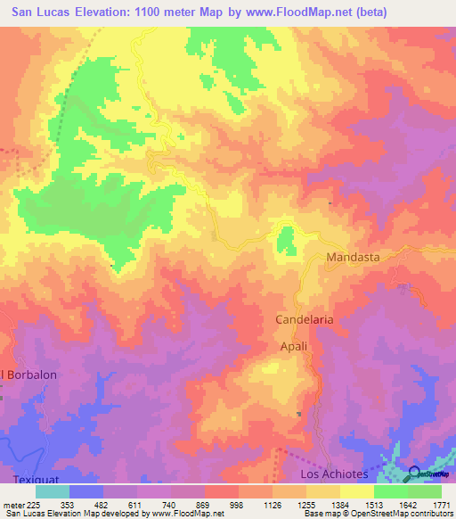 San Lucas,Honduras Elevation Map