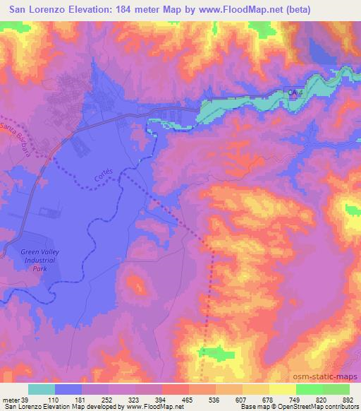 San Lorenzo,Honduras Elevation Map