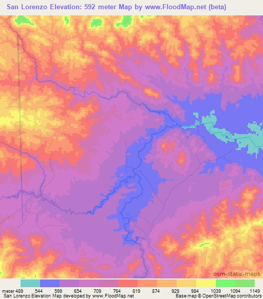San Lorenzo,Honduras Elevation Map