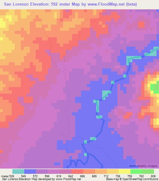 San Lorenzo,Honduras Elevation Map