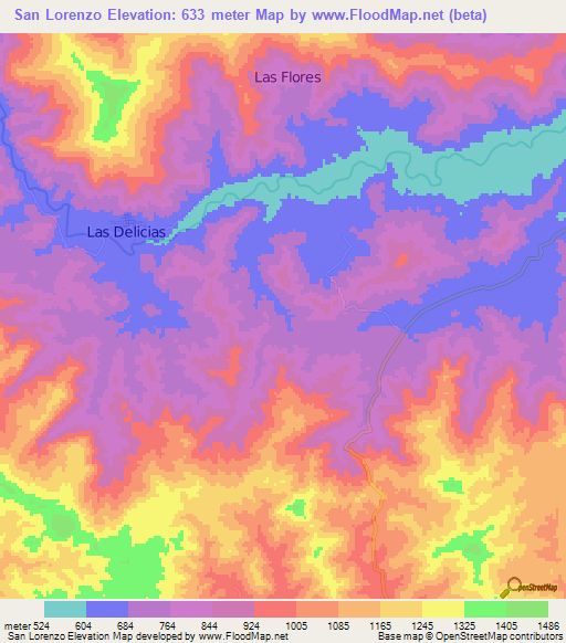 San Lorenzo,Honduras Elevation Map